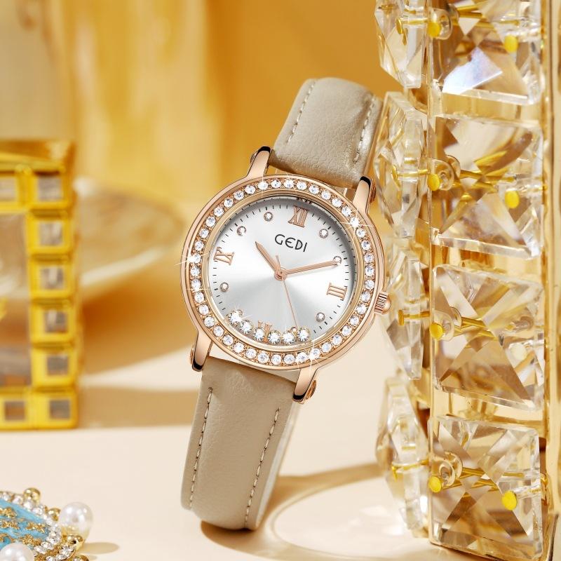 Creative Happy Diamond Light Luxury Fashion High Sense Ladies Non-punching Belt Waterproof Quartz Watch