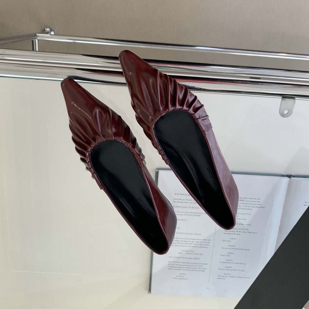 fashion Pointed Toe Women Loafers 2024 New Arrivals Black Gold Silver Red Low Flat Heeled Shallow Slip On Dress Shoes Woman Size 35-39