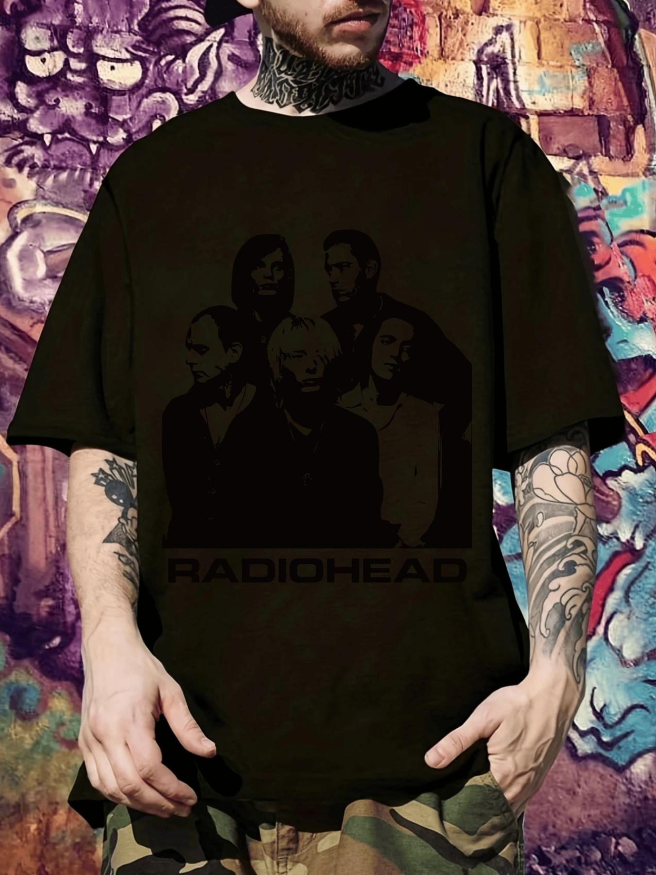 Radiohead Band Graphic T-shirt - Black Tee with Member Photos - Official Rock Group Merchandise - Soft Everyday Shirt for Concerts XL