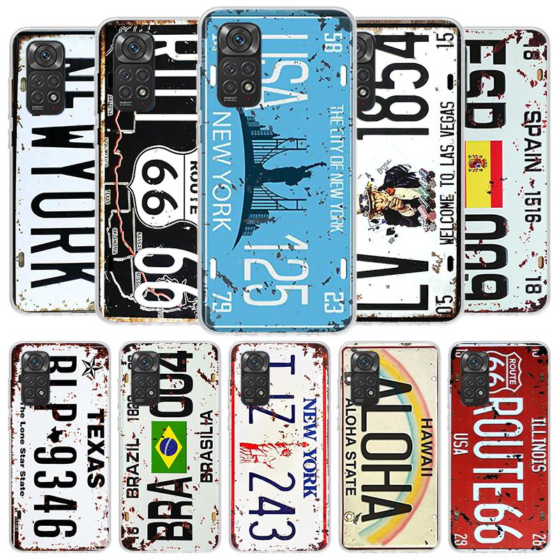 License New York Plate Number Cover Phone Case For Xiaomi Redmi Note 15 14 13 12 11 10 Pro Plus 14S 12S 11S 11T 11E 10S Soft Fun
