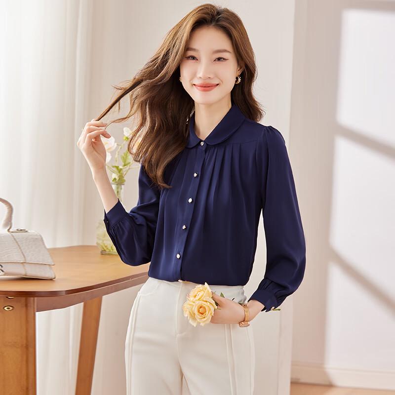 Women s Retro Peter Pan Collar Long-Sleeve Shirt 2XL
