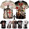 Sommer Rundhals 3D Templerritter Muster Bedrucktes Oberteil Modisches Lässiges Kurzarm Herren T-Shirts
