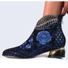 Large Size Women Vintage Ethnic Style Shoes Chunky Heel Embroidered Short Boots