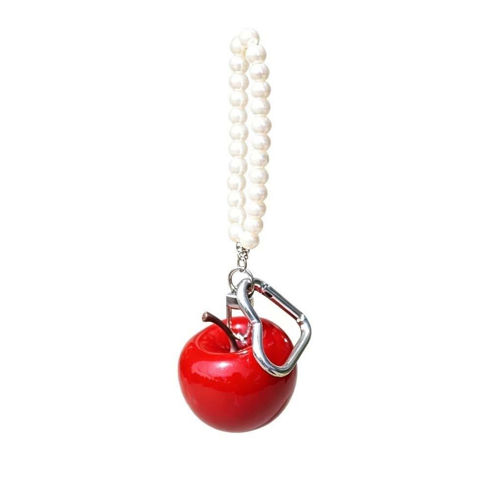 Red Fruit Bag Charm Resin Craft Pearl Key Ring Heart Pendant Fruit Key Chain Holiday Party
