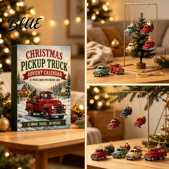 Interactive Countdown Toy with Retro 24 Day Advent Calendar Vintage Truck Christmas Set Festive Room