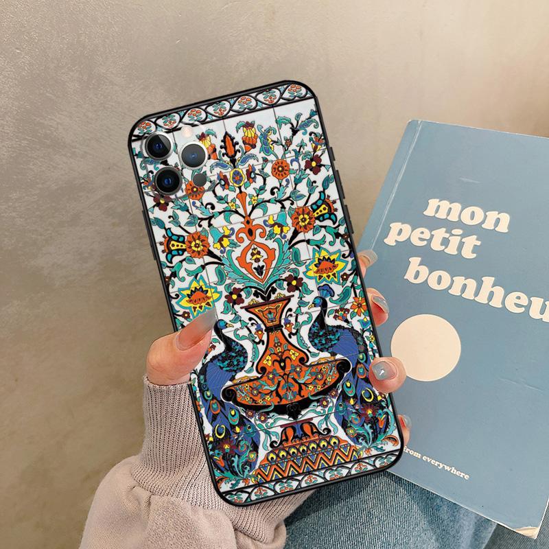 Ancient Floral Tiles Case For iPhone 17 Air 15 14 13 12 11 16 Pro Max 13 mini XR 15 16 Plus 16e Back Cover Shell