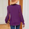 Women Autumn Spring Blouses and Shirts Lace Stitching V-neck Long Sleeve Casual Shirt Tops