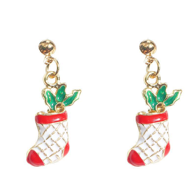 Reindeer Candy Cane Drip Oil Stud Earrings - Festive & Trendy Jewelry