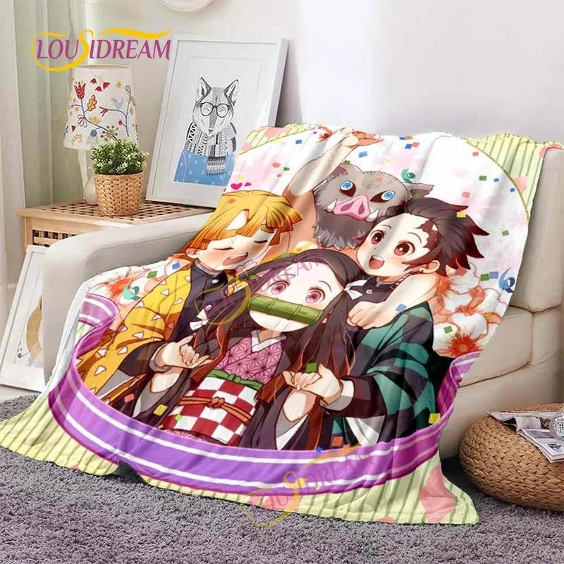 Japanese Anime Demon Slayer Printed Blanket Living Room Bedspread Sofa Travel Office Throw Blanket Quilt 5 Size