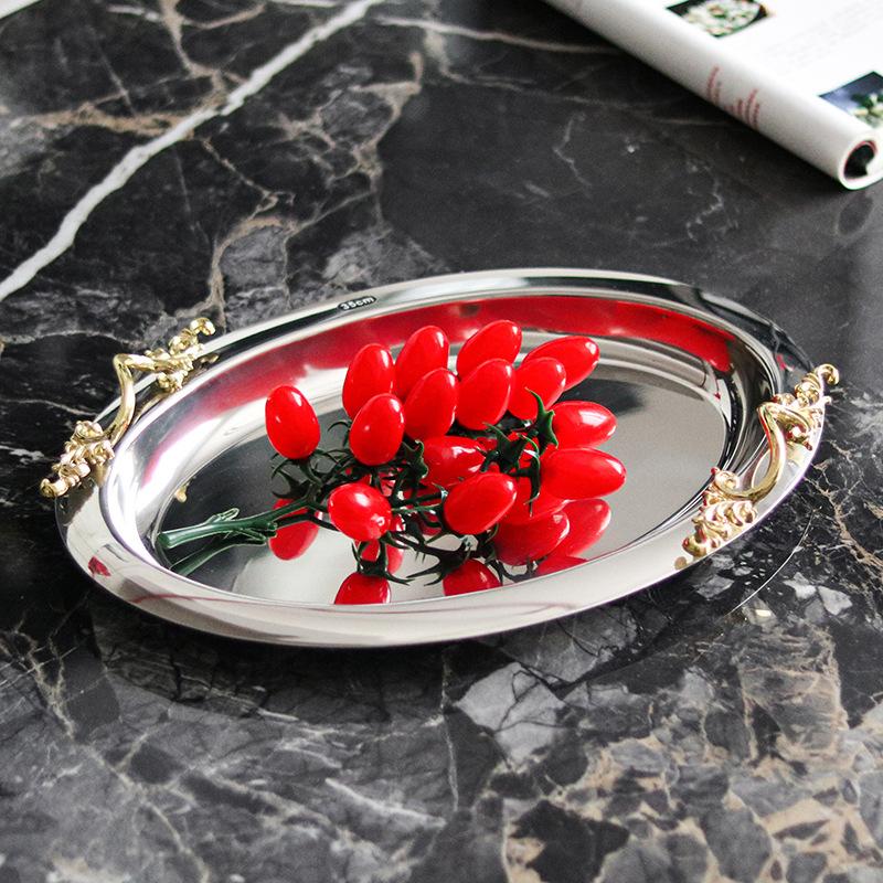 Stainless Steel Mirror Fruit Tray, Dining Table Decoration Storage Tray, Dessert Tray, Home Decoration, Scandinavian Style