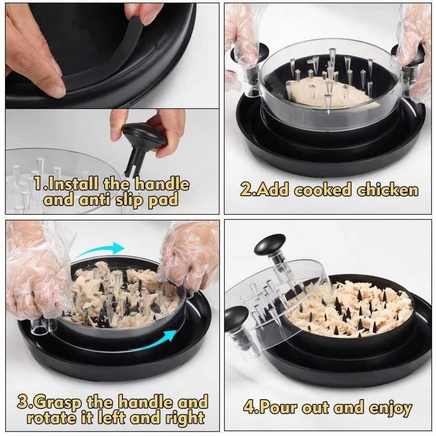 Strumento per sminuzzare il pollo, separare la carne dal petto, macinare la macchina con coperchio per sminuzzare pollo, maiale, manzo
