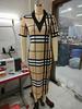 women's Plaid Print V Neck Long Sleeve Bodycon Midi Dress Slim Fitted Pencil Dress With Matching Belt