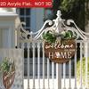 Warm Home 2D Round Welcome Sign 2D Flat Wall Sign New Hanging Wooden Board  Front Door Decor