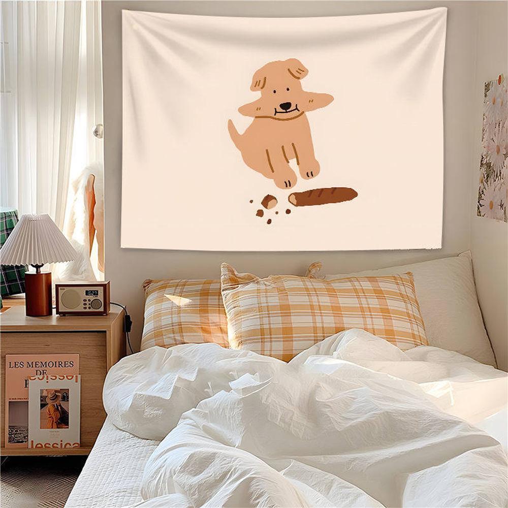 Cartoon Puppy Dog Wall Hanging Background Cloth Bedroom Headboard Decorative Artwork Soft Polyester Canvas for Home Decor