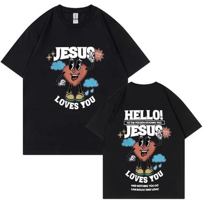 Jesus Loves You Bible Verse Graphics T Shrit Men Women Clothing Fashion Tee Classic Harajuku Short Sleeve Oversized T Shrit Tops