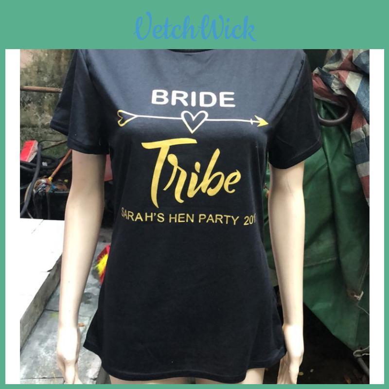 Bride Tribe Letter Print Short Sleeve T Shirt For Women Breathable Fashion Casual Wear