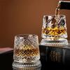 Rotating Whisky Glasses with Glass Base 360 Rotate Degrees Crystal Rum Glass for Cocktail Party Drinking