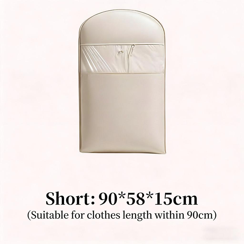 Cost-Effective Beige Compression Hanging Bag, 40% Space-Saving Vacuum Seal, See-Through Luxury Storage with Durable Zipper