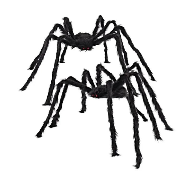 1PC Giant Fluffy Halloween Spider Plush Black Fake Spider Prop for Scary Outdoor Party Haunted House Decor Scene