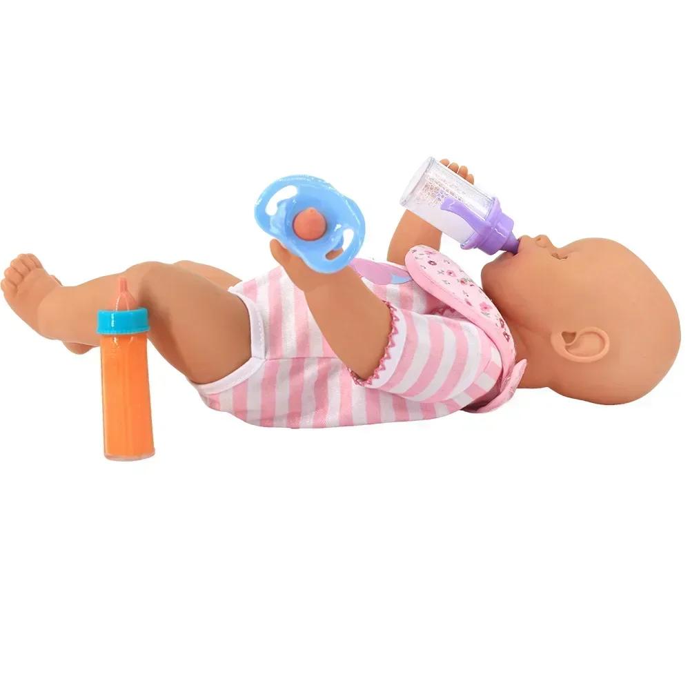 Baby Doll Feeding Bottle Set Baby Care Toy Stroller 2pcs Milk And Juice Bottles With Toy Pacifier For Baby Dolls Playing house