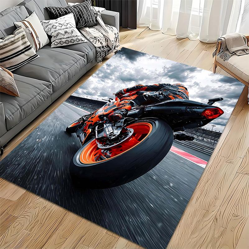 Racing Motorcycle Track Design suitable as a non-slip mat for the living room or bedroom sofa