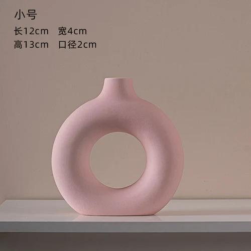 

European Pink Ceramic Openwork Vase Flower Arrangement Plant Decoration Entrance Dining Table Vase Interior Ornaments Decoration