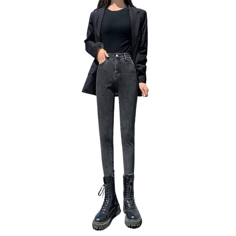 Women's Plus-Size Stretch Denim Jeans, Spring/Autumn 2025, Slimming Pencil Fit, Versatile Skinny Style for Petite Figures