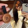 2 Stück Retro Braun Süßer Knopf Haarspange Holz Ins Stil Süß Seitenclip Haarschmuck Kinder Kopfschmuck Geschenk Damen Mädchen