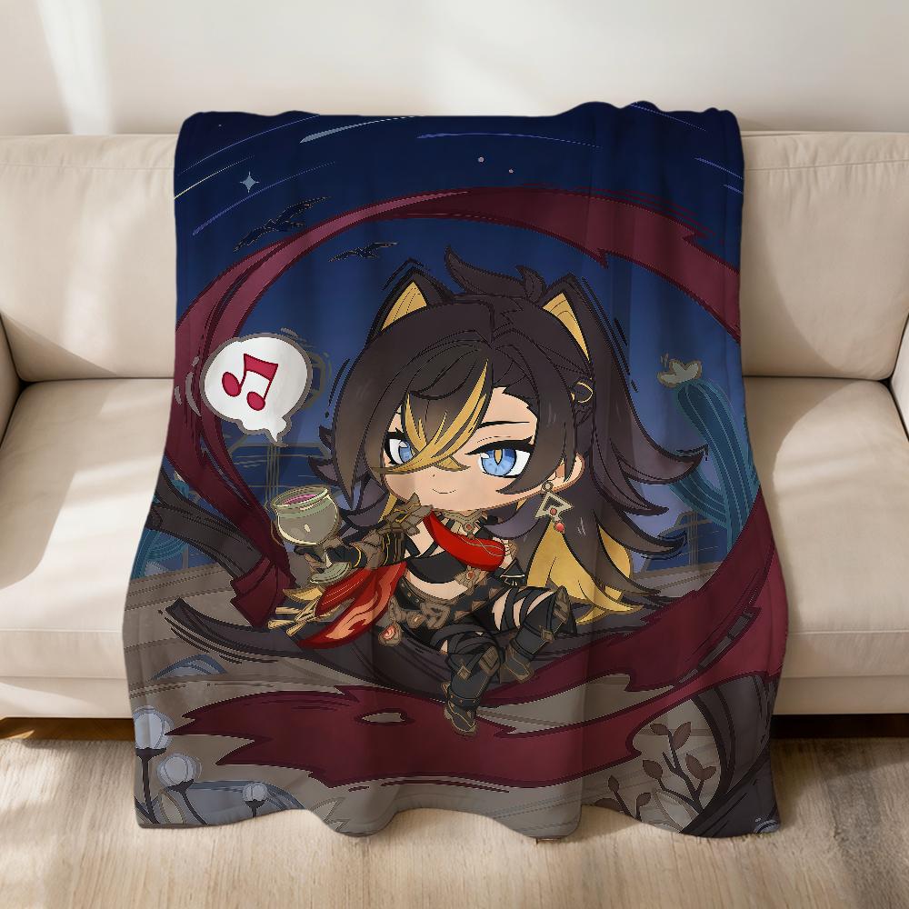Game Lumine Genshin Impact Diluc Chibi Flannel Soft Warm Plush Blanket Sofa Living Room Pet Hogar Bedroom Gift Home Car Portable