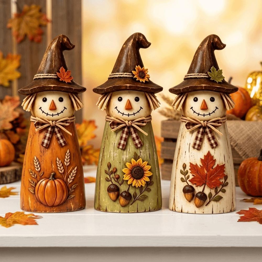 Tischdekoration Holz-Vogelscheuche Vintage-Stil Hexe Tischdekorationen Herbstdeko-Set Herbstsaison