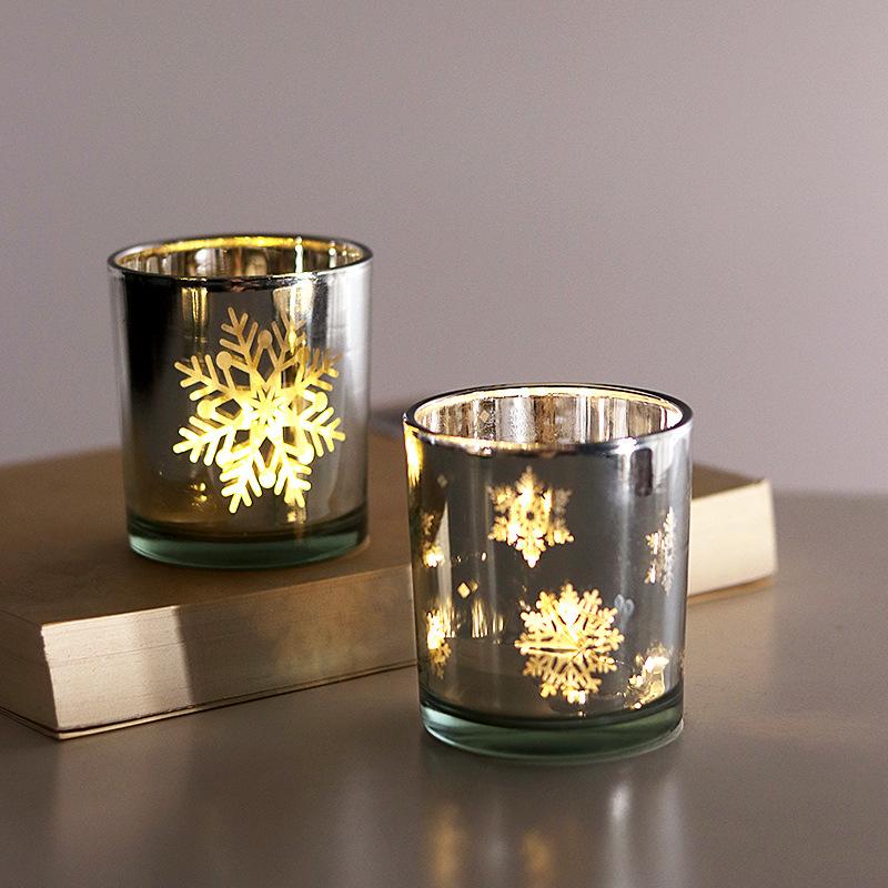 Unique Candle Christmas Jars for Home Decoration  Luxury Electroplated Glass Holder Container Christmas Candle Jars