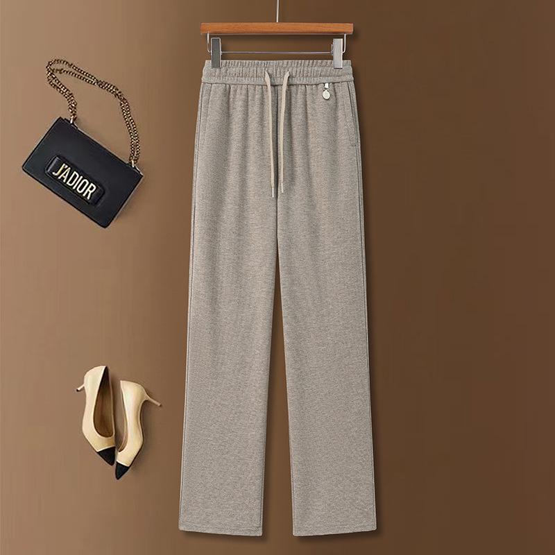 

2025 Spring/Autumn Casual Elastic Waist Pants for Middle-Aged & Elderly Women - Loose, Fashionable, Straight Leg Sweatpants 2XL (for 45-55kg) хакі
