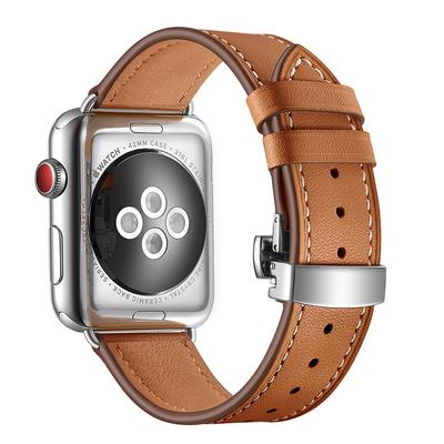 Řemínek pro Apple Watch Řemínek z pravé kůže Apple Watch 7 6 5 4 3 2 1 SE 45mm 41mm Řemínek s motýlkovou přezkou pro iWatch 44/40mm 42 38
