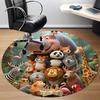 1pc Zoo Party Office Round Area Rug, Indoor Mat Suitable ForOffice, Under Office Chairs Bedroom Living Room Home Decor, Room Deco T106