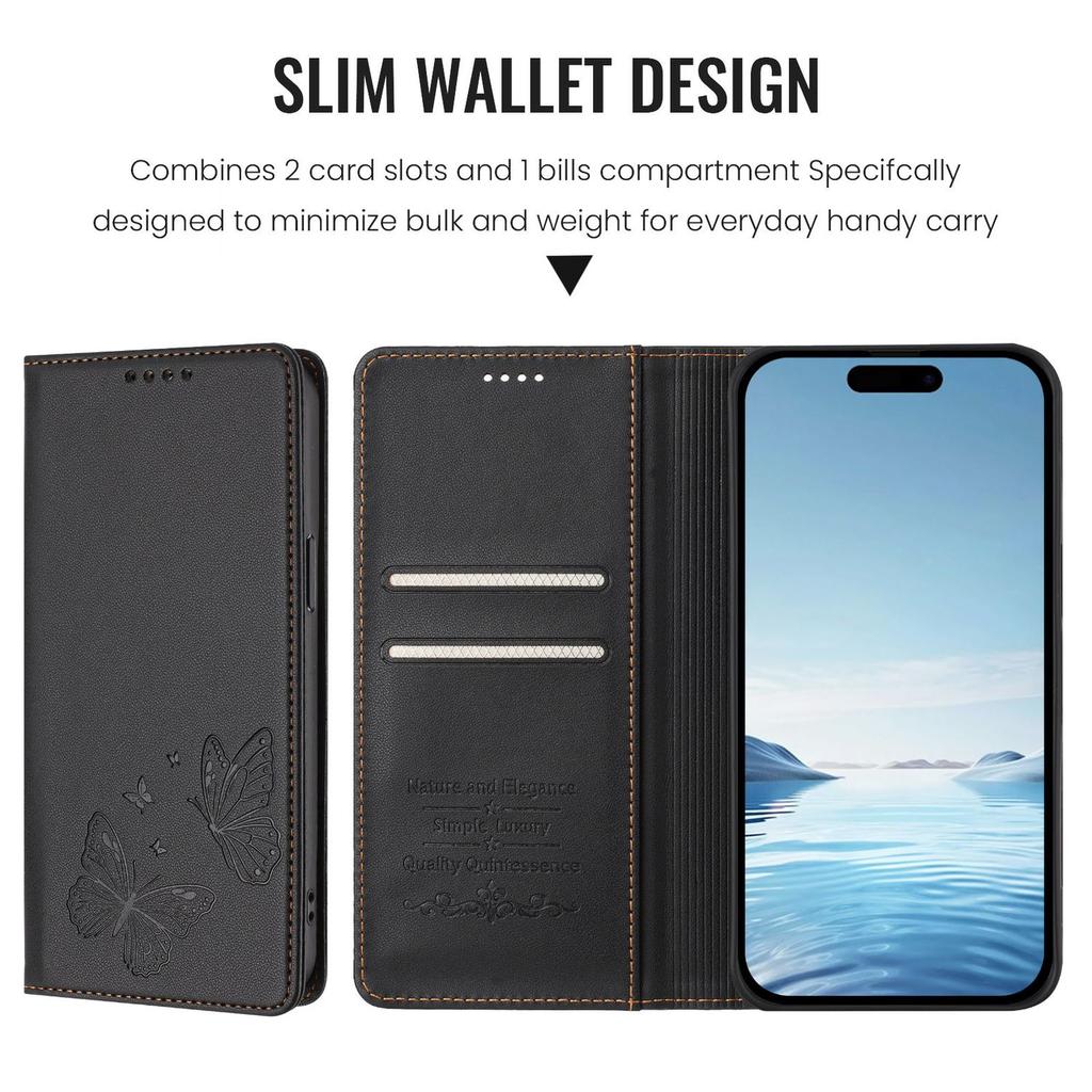 Butterfly Embossed Wallet Case For Samsung Galaxy S26 S25 S24 S23 S22 S21 S20 Ultra Plus FE Edge S10 S9 S8 S7 Edge RFID Blocking, Kickstand