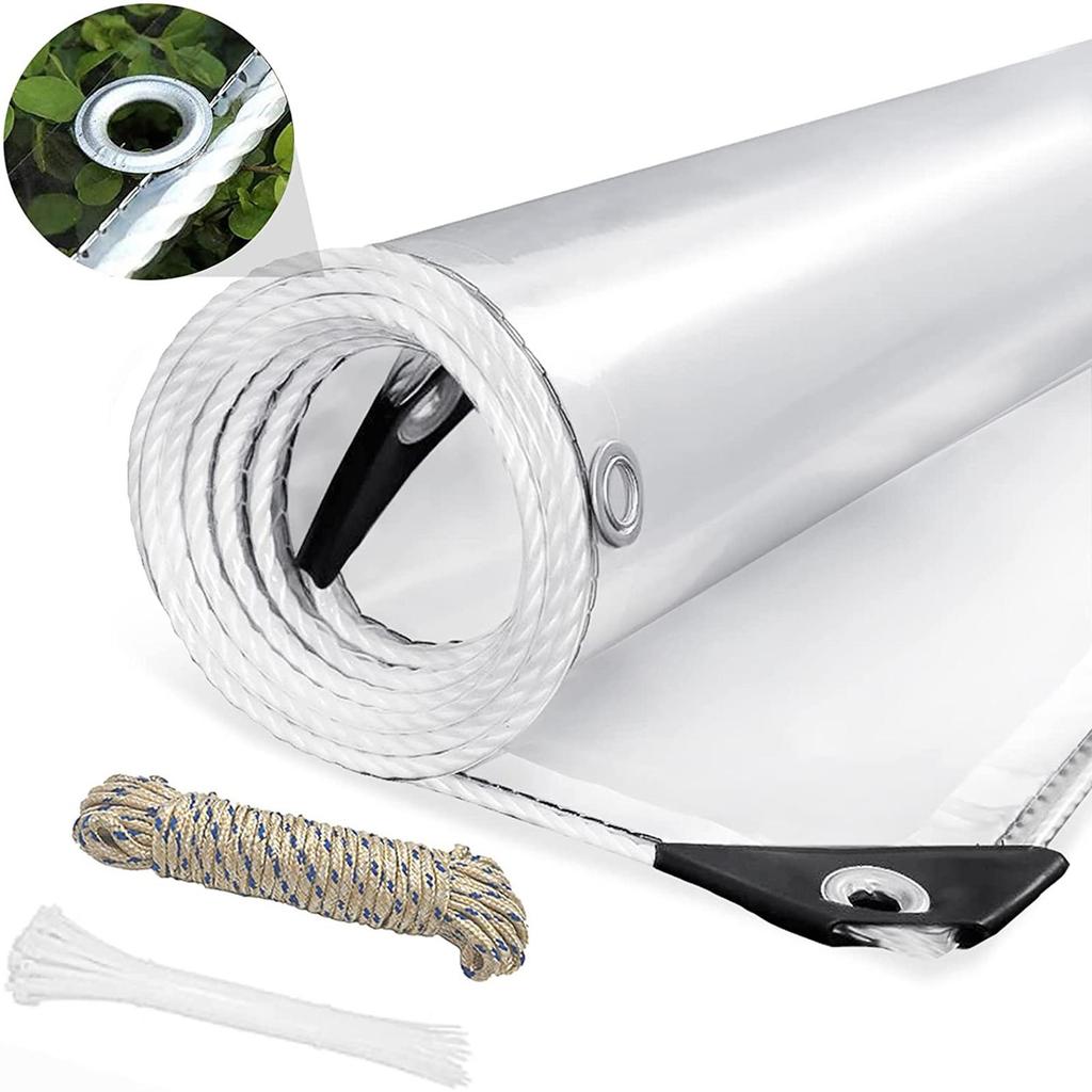 Duidelijk PVC Vinyl Tarp Waterdichte Zeil Afdekking 14Mil Transparant Polytarp