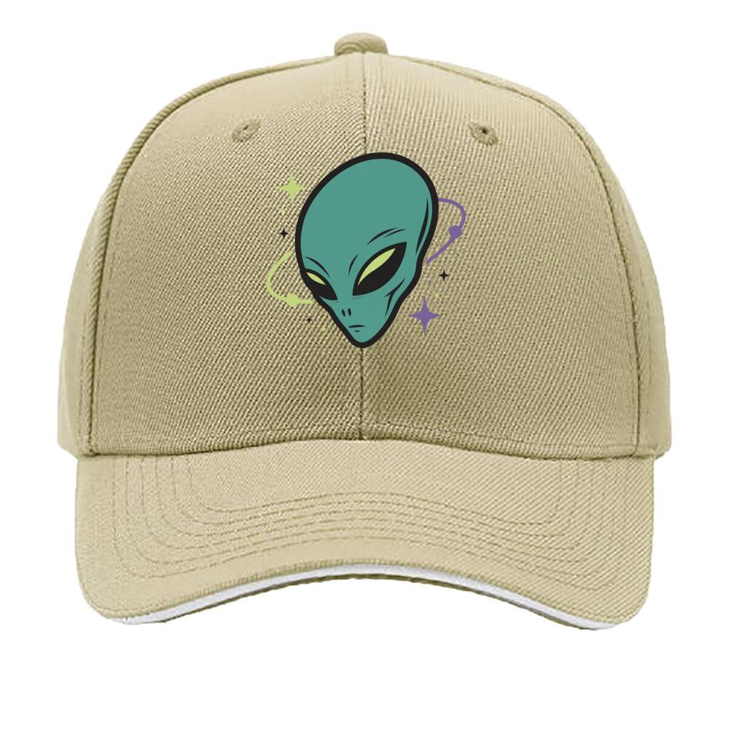 Retro Cosmic Visitor Face Emblem Sandwich Baseball Cap Sun Cap Outdoor Workouts Hat