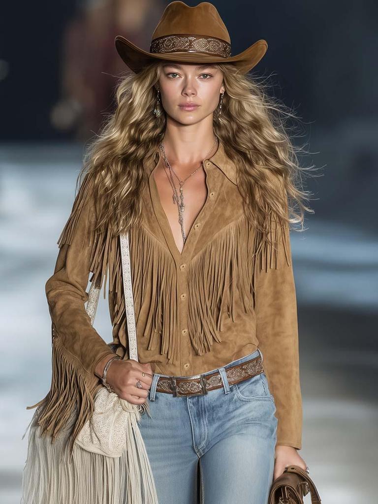 Damen Wildlederjacke mit Fransen im Herbst - Europäischer Stil, Revers, Kurz, Schlankmachendes Design