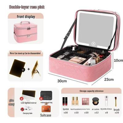 2025 Θήκη Μακιγιάζ LED Υψηλής Χωρητικότητας: Φορητή Τσάντα Ταξιδιού με Καθρέφτη & Φως