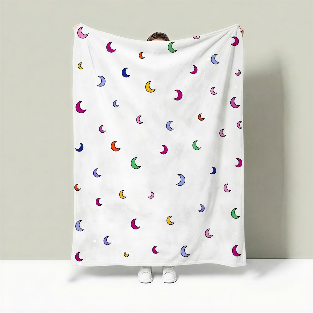 Tiny Kid Motif Set Throw Lightweight 240G Flannel Blanket Soft Skin-Friendly For Summer Cooling