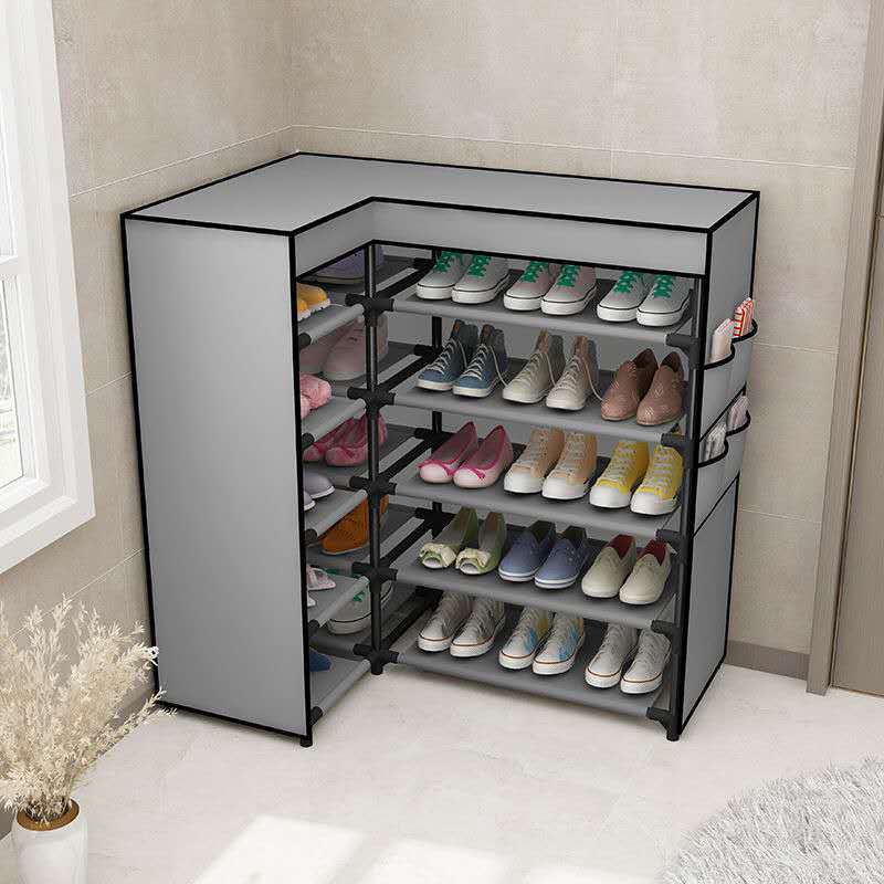 Buy Grey Assembled Shoe Rack Dust-proof Storage Cabinet Home Shoe Stand ...