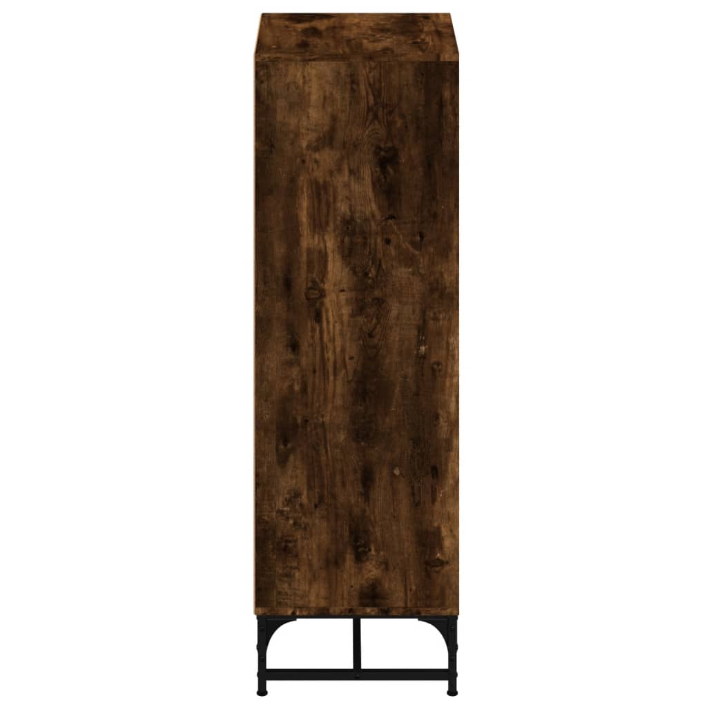 Highboard with Glass Doors Smoked Oak 35x37x120 Cm