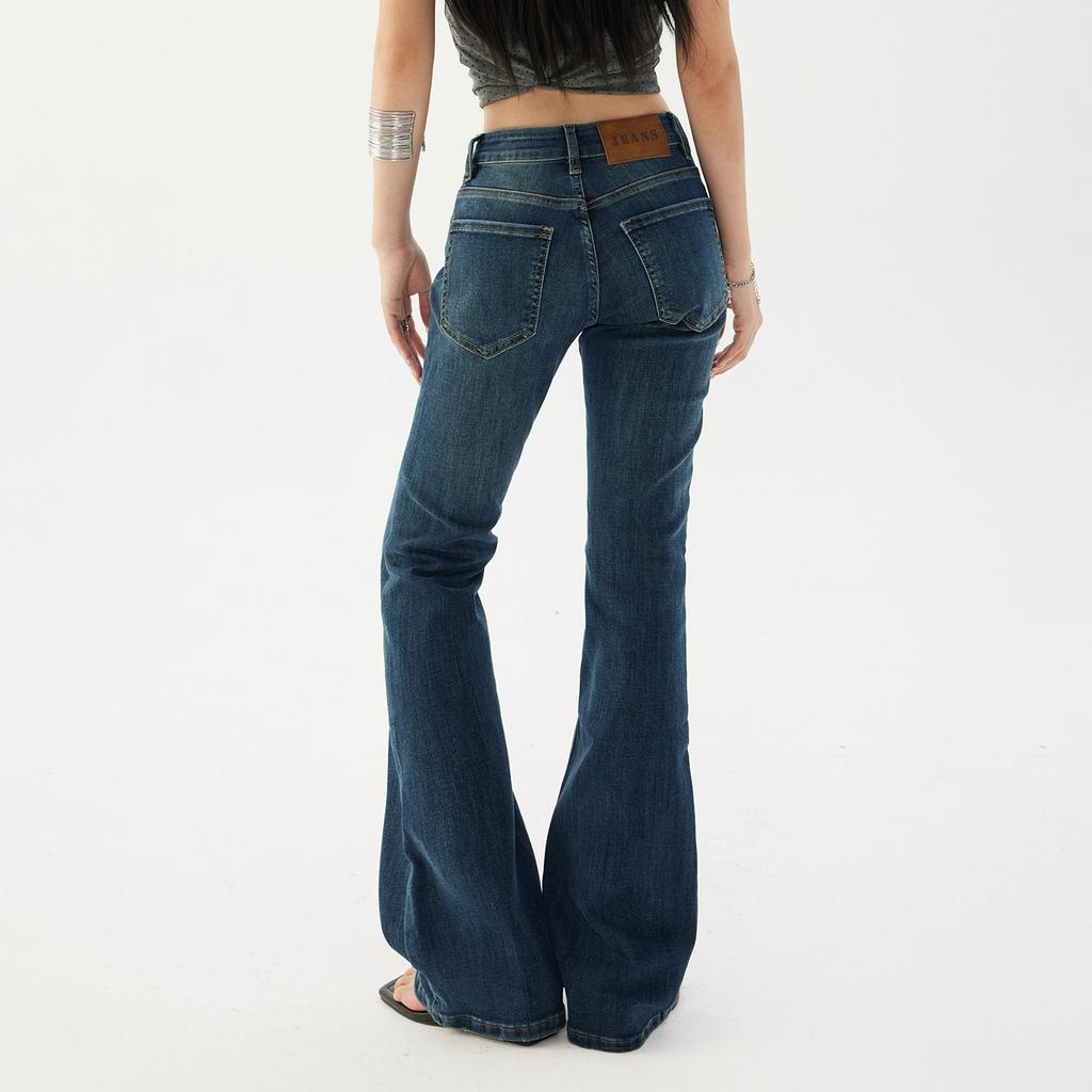 American retro low-rise Spice Girl flared pants slim and thin micro-elastic versatile jeans women's & trousers extended
