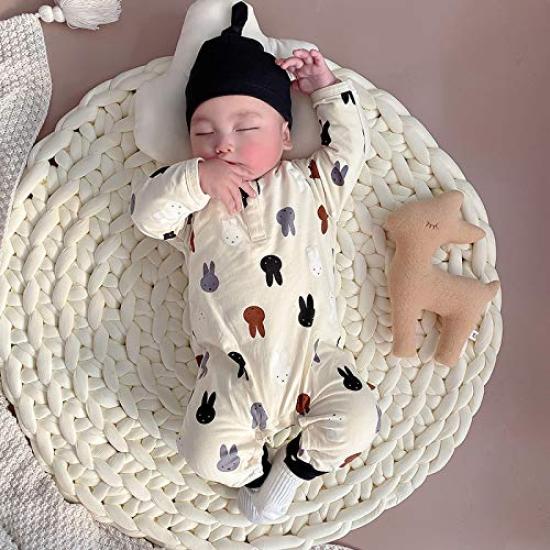 Baby Long Sleeve Newborn Unisex Pajamas for Boys and Rabbit Apricot Size 24M Clothes, Romper, Spring/Autumn Coverall, Girls, Pre-birth Gift, Print,