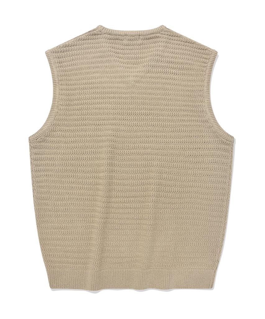 Covernat V-Neck Knit Vest Beige