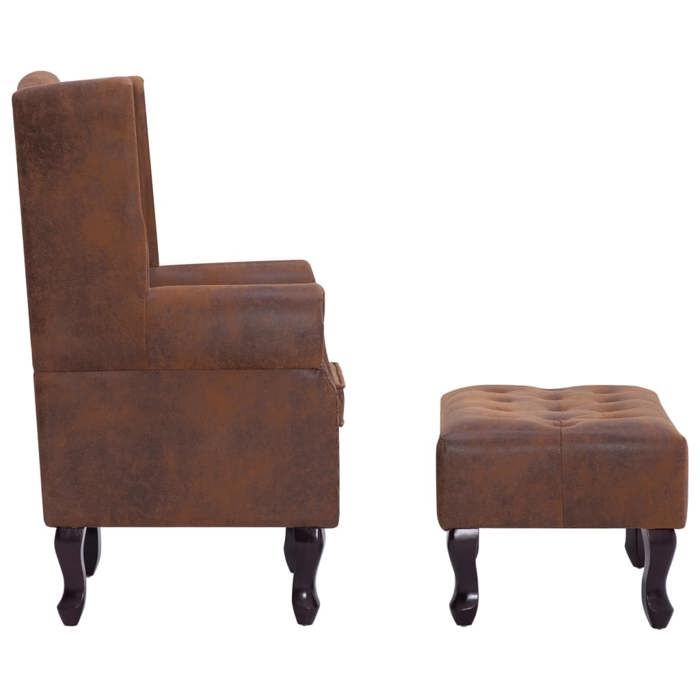 VidaXL Fauteuil Chesterfield et Repose-Pieds Chaise de Salon Pouf Siège de Salon avec Tabouret Maison Intérieur Salle de 281277