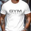 Mens Cotton TShirt GYM THERAPY White Graphic Print Casual Athletic Fit Workout Gym Style Trendy Streetwear - Men's Summer Cot...