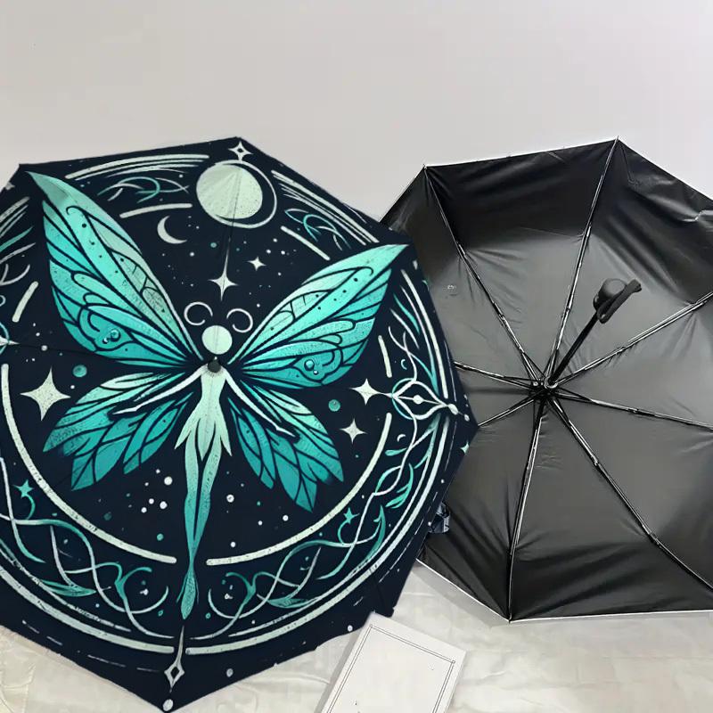 1pc Enchanted Celestial Butterfly Mandala Umbrella with Plastic Handle,Suitable for All Seasons Home Travel Outdoor UmbrellaDD998