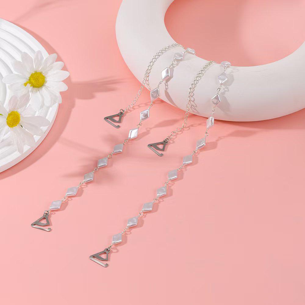 Pearl Rhombus Sling Dress Strap - Fashionable Metal Shoulder Chain Accessory