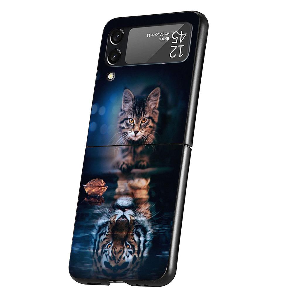 Cool Animal Big Cat Tiger Cover Phone Case For Samsung Galaxy Z Flip 7 6 5 4 3 5G Flip7 Flip6 Flip5 Flip4 Flip3 Black Fundas She